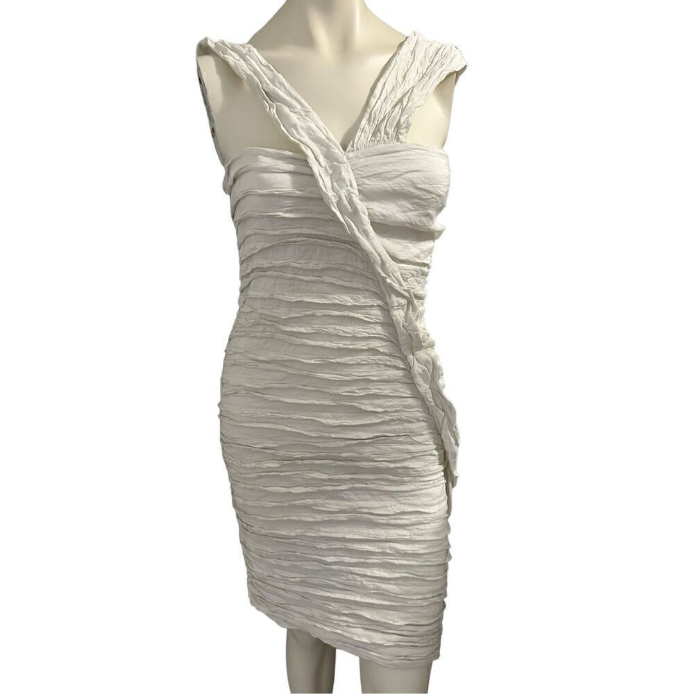 Nicole Miller Women's Ivory White Nicol Bodycon Mini Dress Size 12 NWT